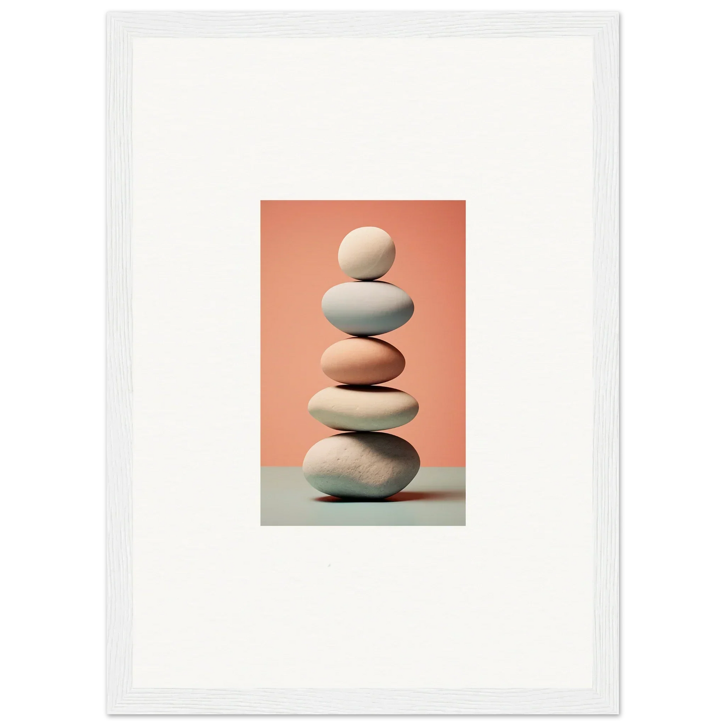 Stack of smooth balanced stones in neutral tones for a Marble Sands canvas print