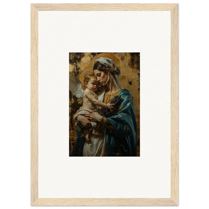 Framed wall art of a woman and baby, perfect for nursery room decor with metallic lullabies