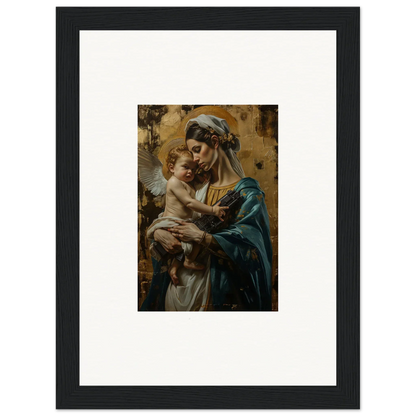 Framed wall art of a woman and baby inspired by Madonna, perfect for metallic lullabies room decor