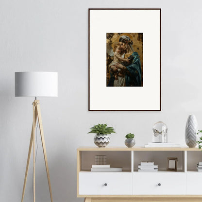 Framed wall art of a woman and baby in Metallic Lullabies for elegant room decor