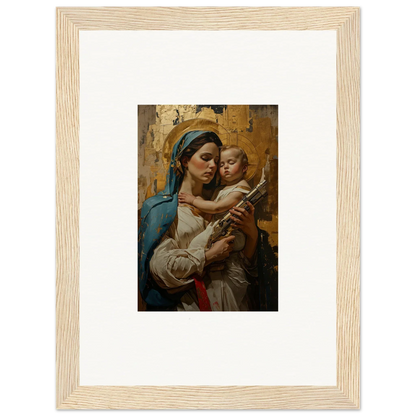 Framed wall art of a woman holding a baby for elegant room decor