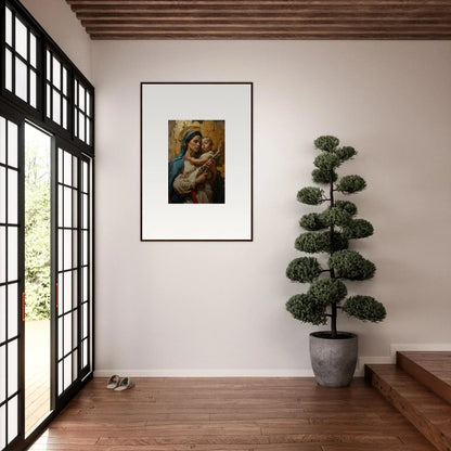 Framed painting of Madonna and Child as elegant wall art for timeless room decor