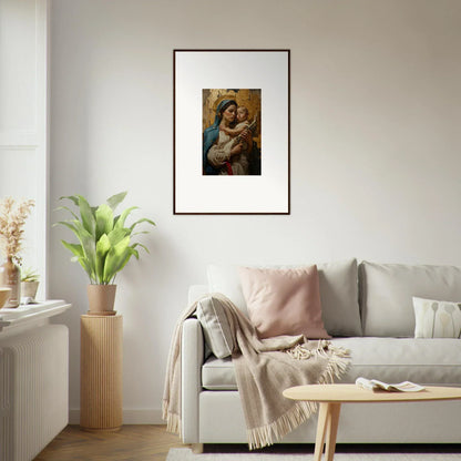 Framed wall art of a woman with a baby, perfect for enhancing room decor