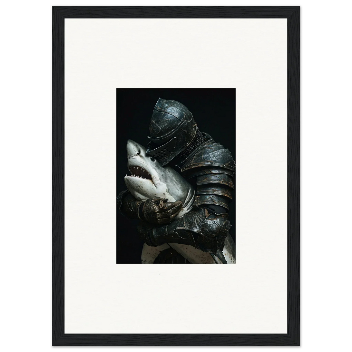 Armored figure with shark’s head for cool Shark Epiphany room decoration canvas print