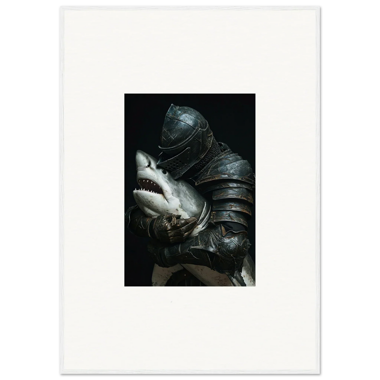 Medieval armored shark epiphany canvas print for unique room decoration