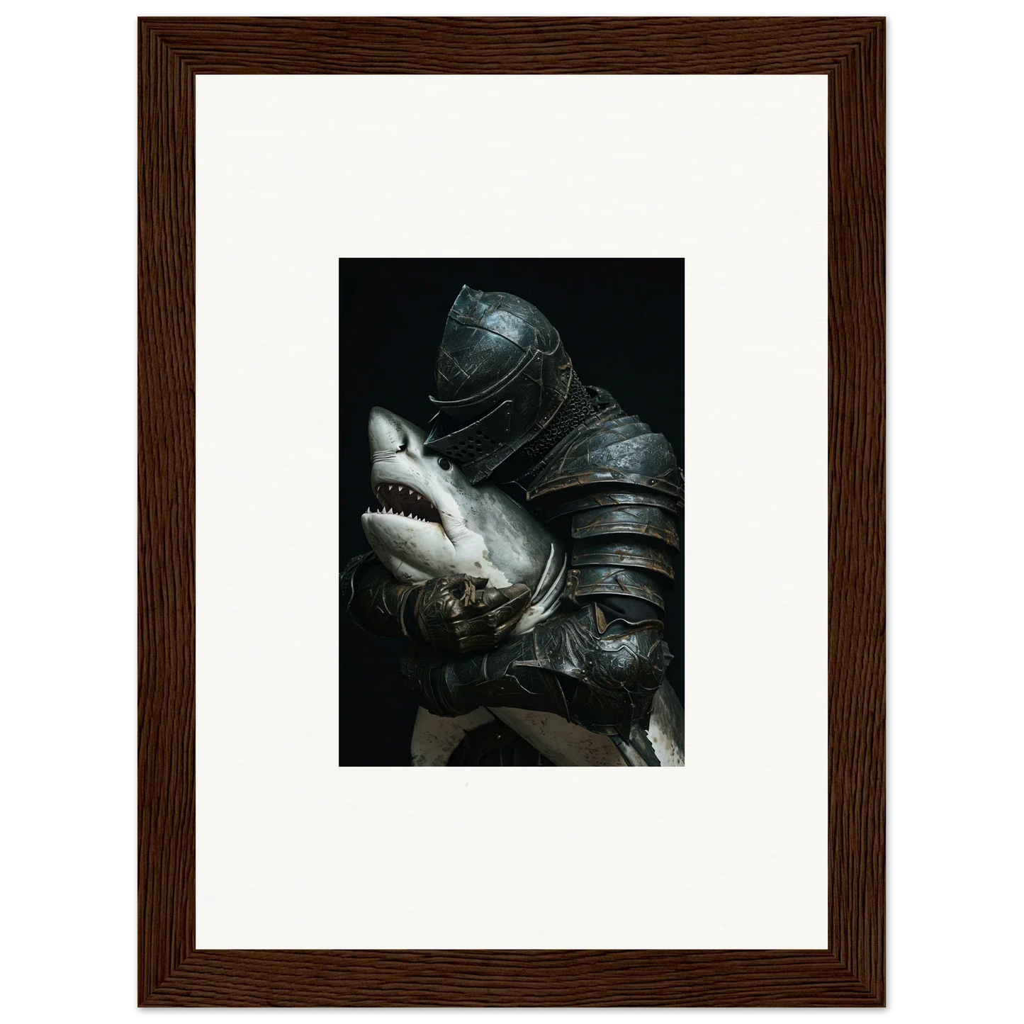 Knight in armor with a shark, perfect for Shark Epiphany room decoration canvas print