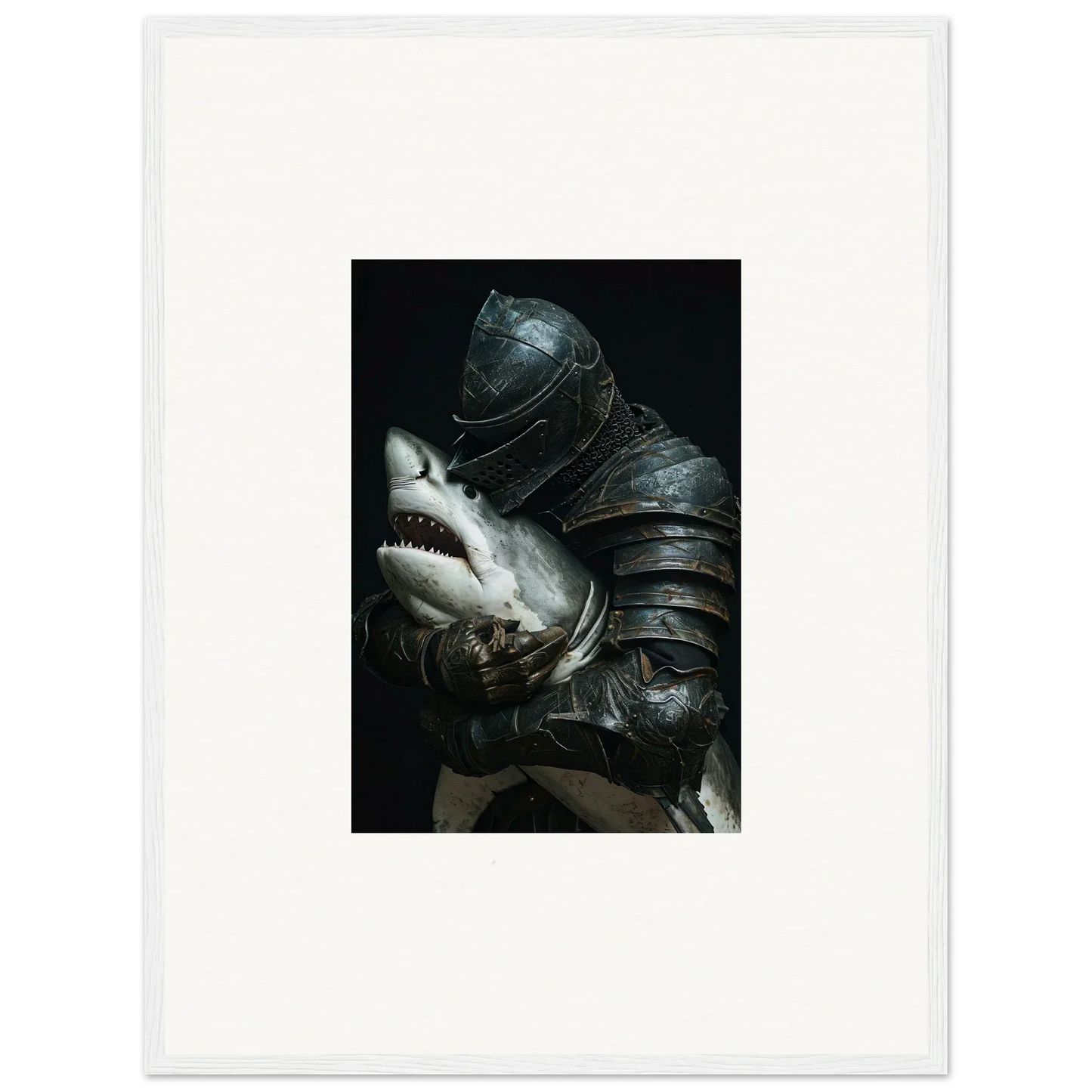 Shark head in medieval armor for epic room decoration canvas print. Shark Epiphany vibes!