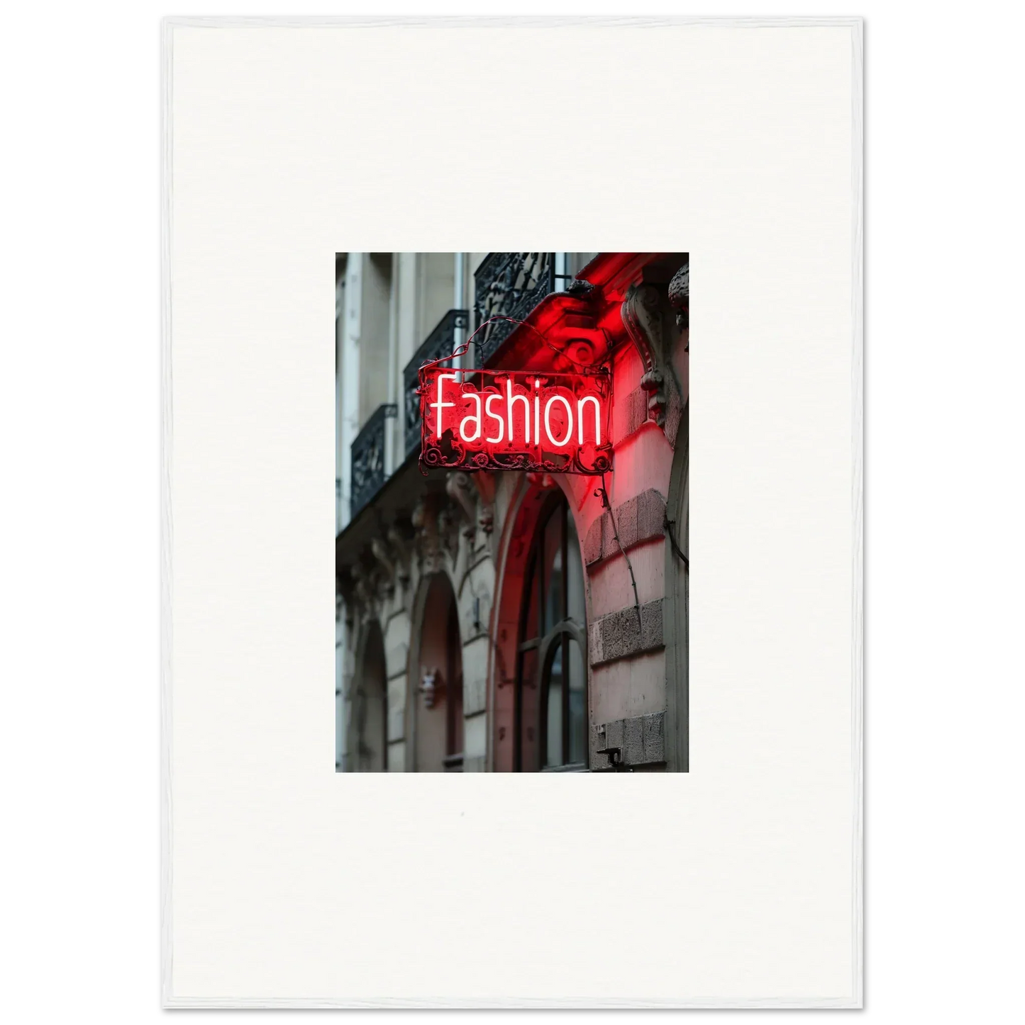 Glowing red neon Fashion sign, ideal for room decor and Framed Wall Art from Skylight Manifesto