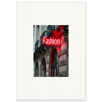 Glowing red neon Fashion sign, ideal for room decor and Framed Wall Art from Skylight Manifesto