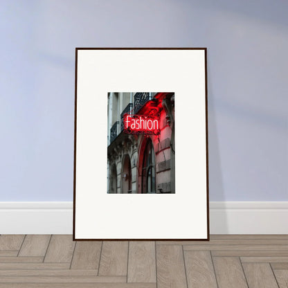 Framed wall art of red neon Fashion sign for stylish room decor from Skylight Manifesto