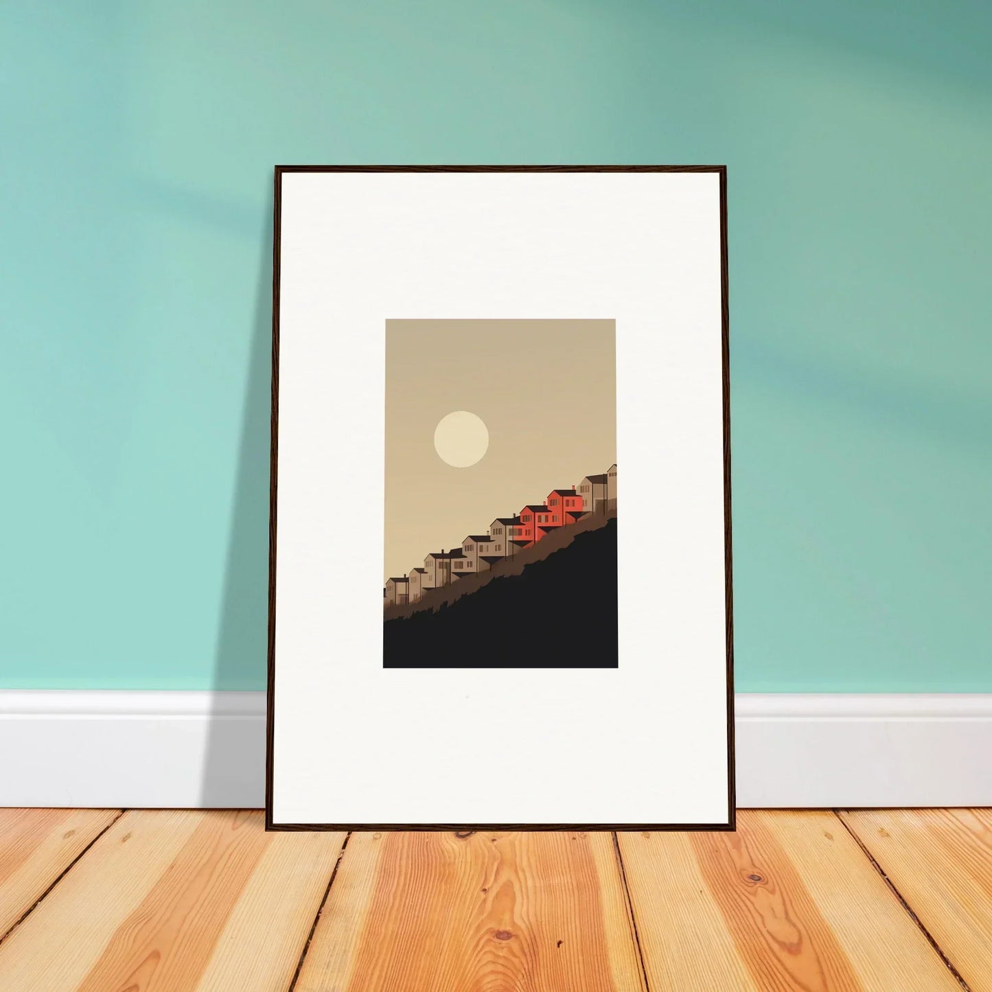 Framed minimalist wall art of a landscape for elegant room decor and whisper manifestation