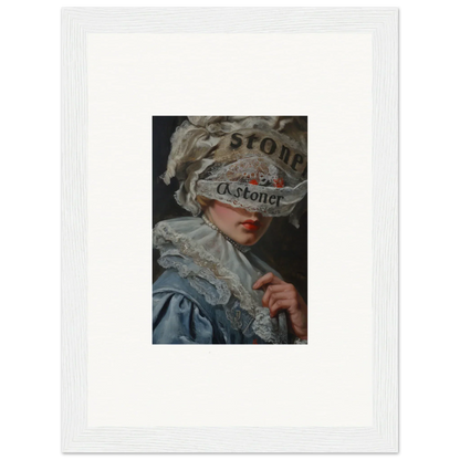 Portrait of a figure in a newspaper headdress, perfect for Veil Cognition canvas print