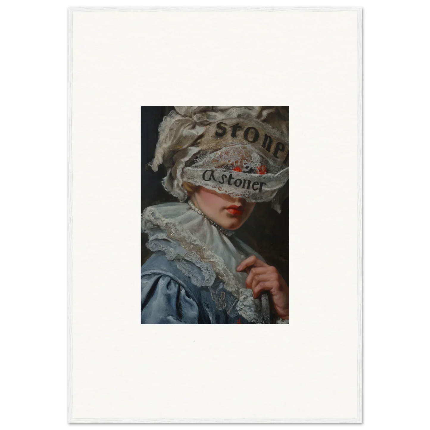 Stylish portrait with an elaborate collar and newspaper for trendy room decoration