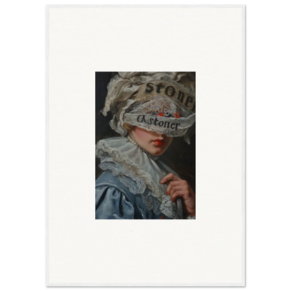 Stylish portrait with an elaborate collar and newspaper for trendy room decoration