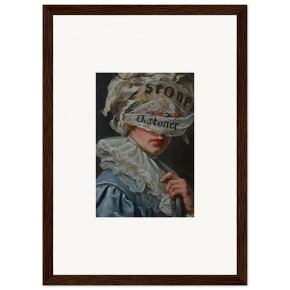 Framed canvas print of a person in an ornate headdress, perfect for room decoration