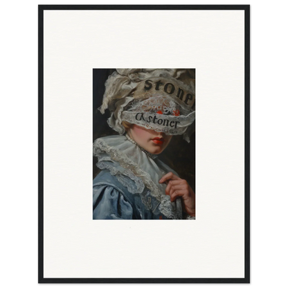 Framed portrait in ornate costume adds a unique touch to room decoration with veil cognition