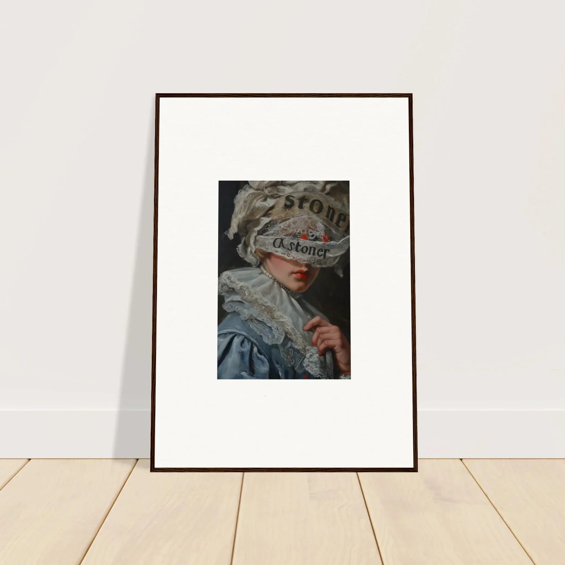 Framed canvas print of a person hiding behind a newspaper for unique room decoration