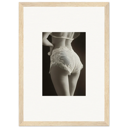 Black and white photo of a woman in lace underwear, perfect for room decoration