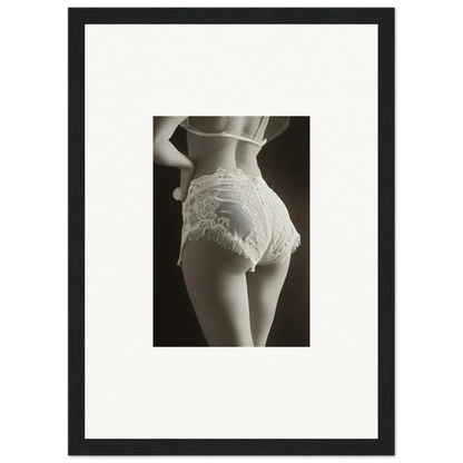 Black and white shot of a woman in lace curvature underwear, perfect for canvas print decor