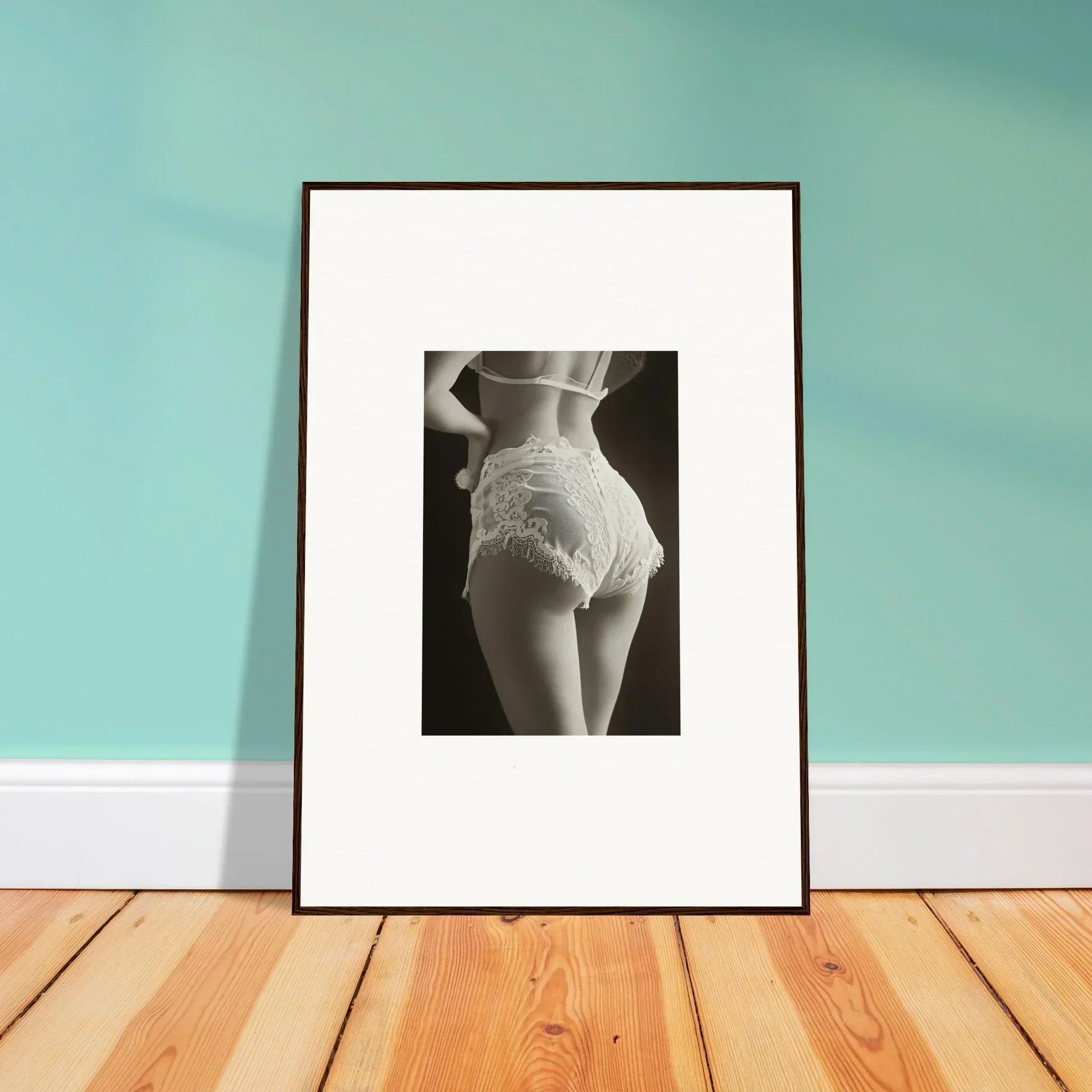 Framed canvas print of a woman’s lace curvature for stunning room decoration