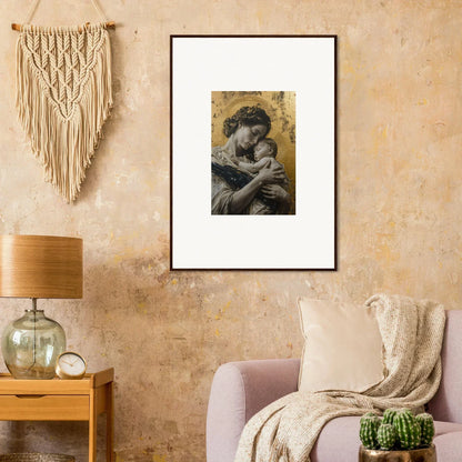 Framed wall art of a tender embrace for serene room decor, Delta Redux theme