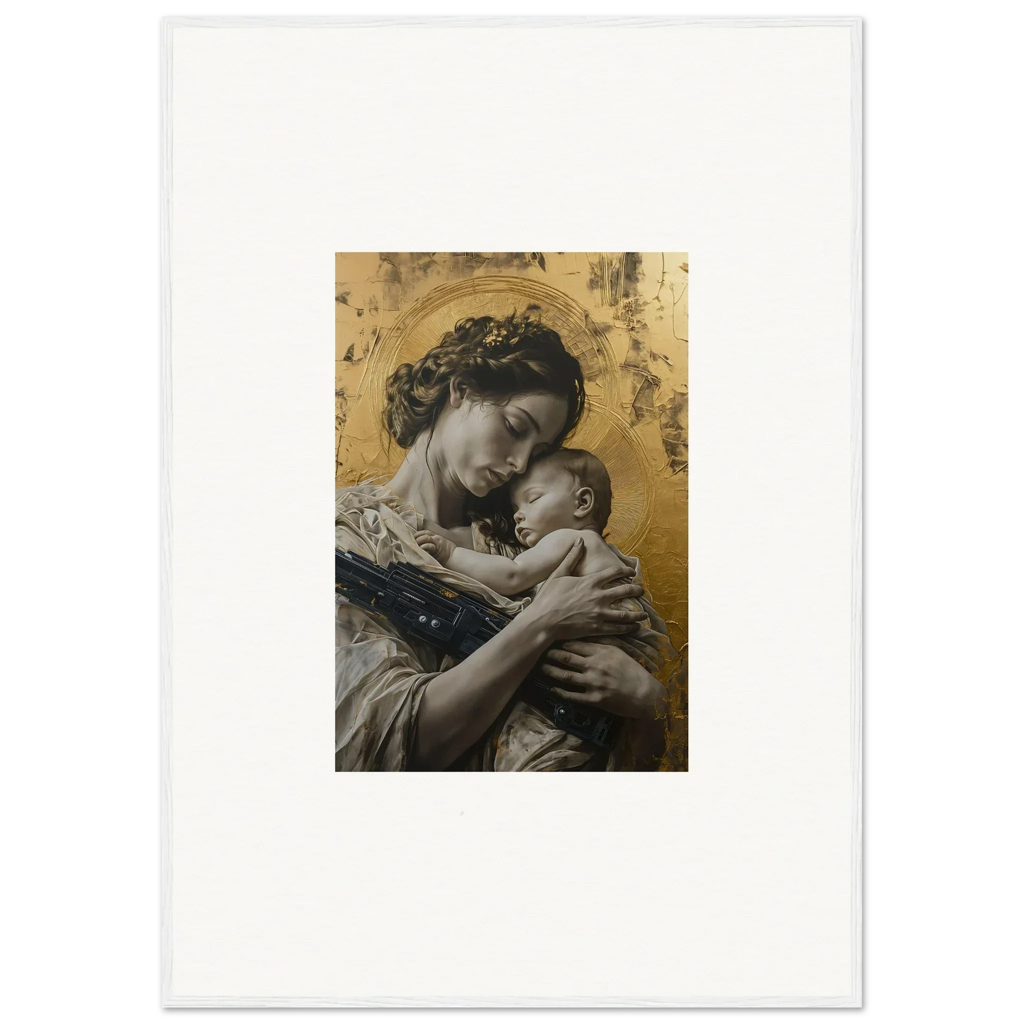 Painting of a woman embracing a baby, perfect for Delta Redux room decor or framed wall art