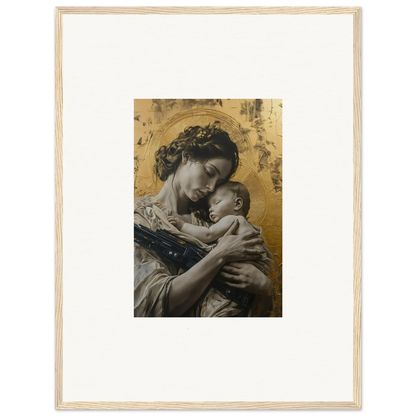 Framed wall art of a woman and baby in golden background, perfect for Delta Redux room decor