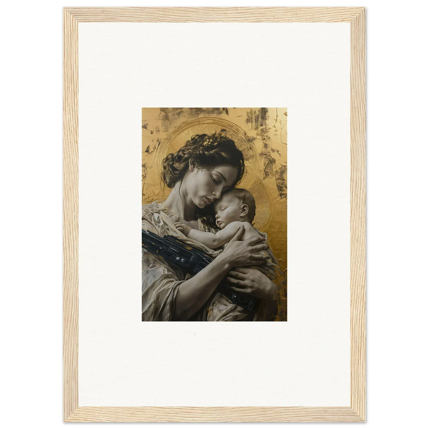 Framed wall art of a woman holding a baby, perfect for Delta Redux room decor