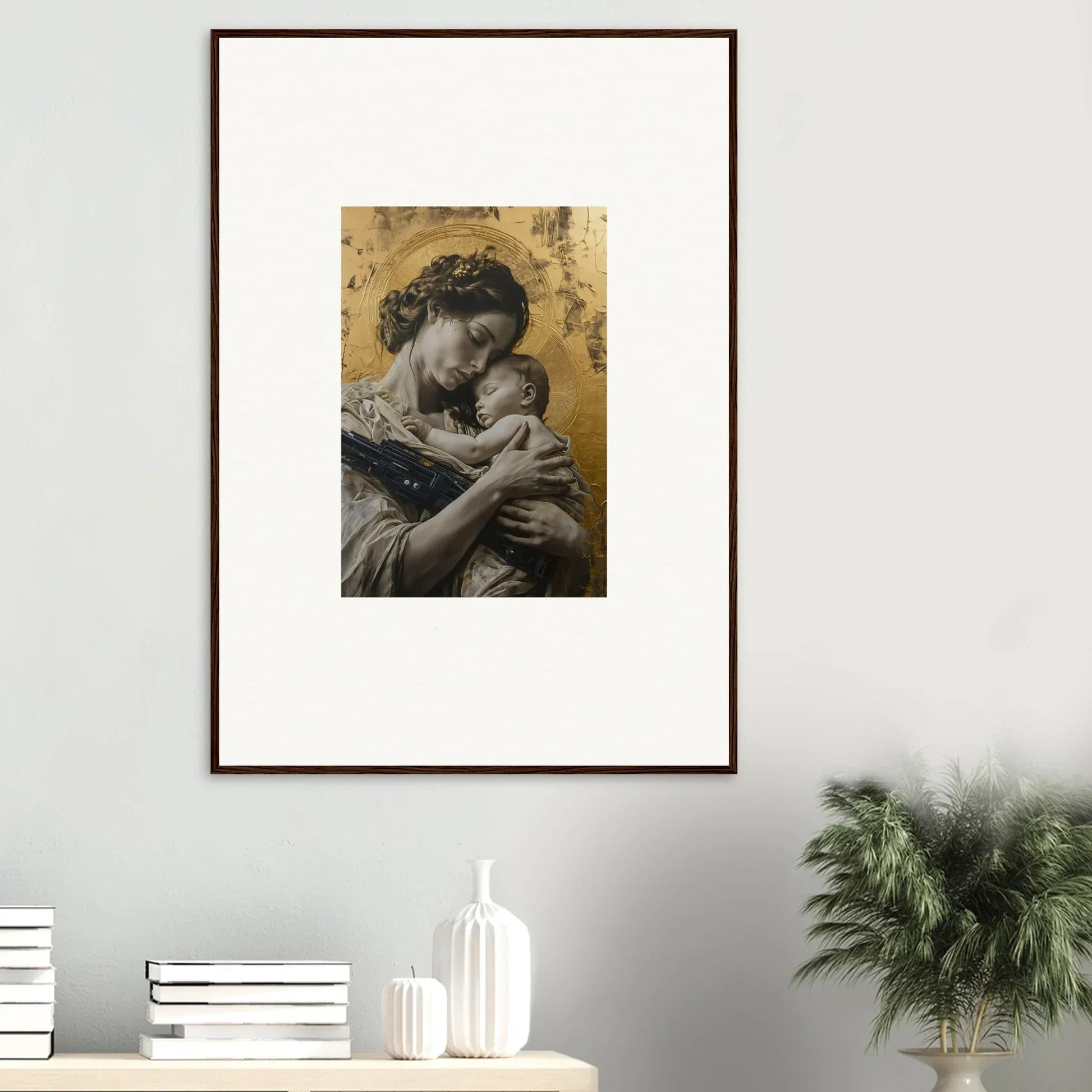 Framed wall art of a mother and infant, perfect for Delta Redux room decor