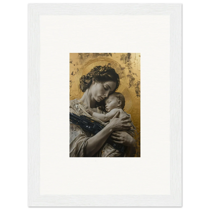 Framed wall art of a woman and baby in golden hues for Seraphic Delta Redux room decor