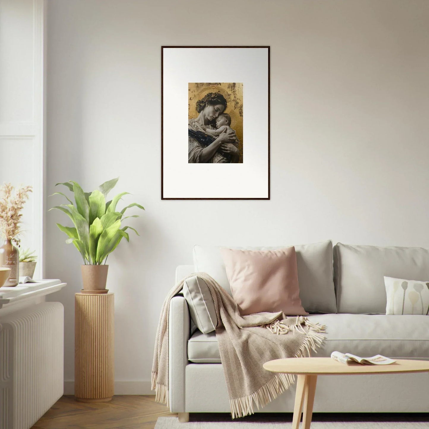 Framed wall art of a mother embracing child, perfect for Delta Redux room decor