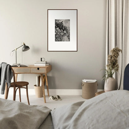 Framed black and white photograph, perfect for room decoration, featuring Lunar Reverie vibe