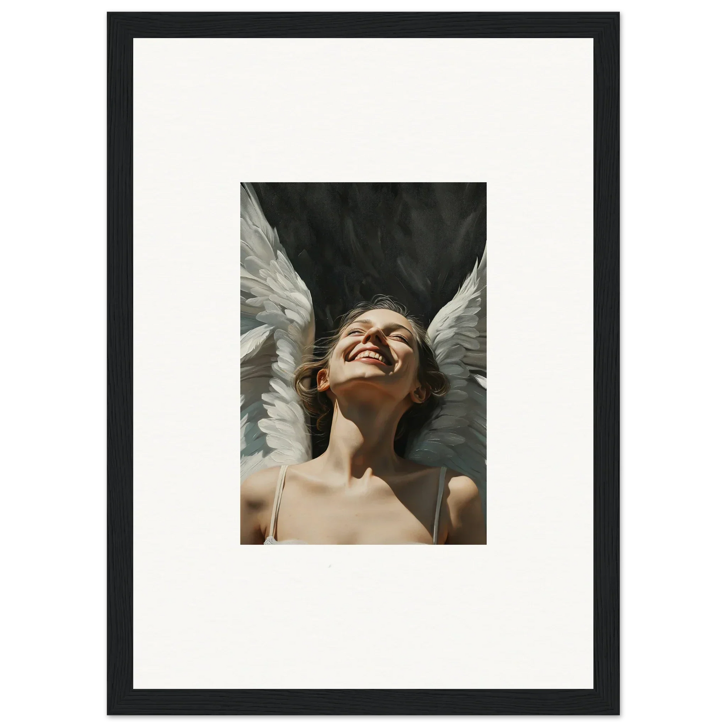 Bright angel wings portrait for a joyful vibe, perfect canvas print wall art