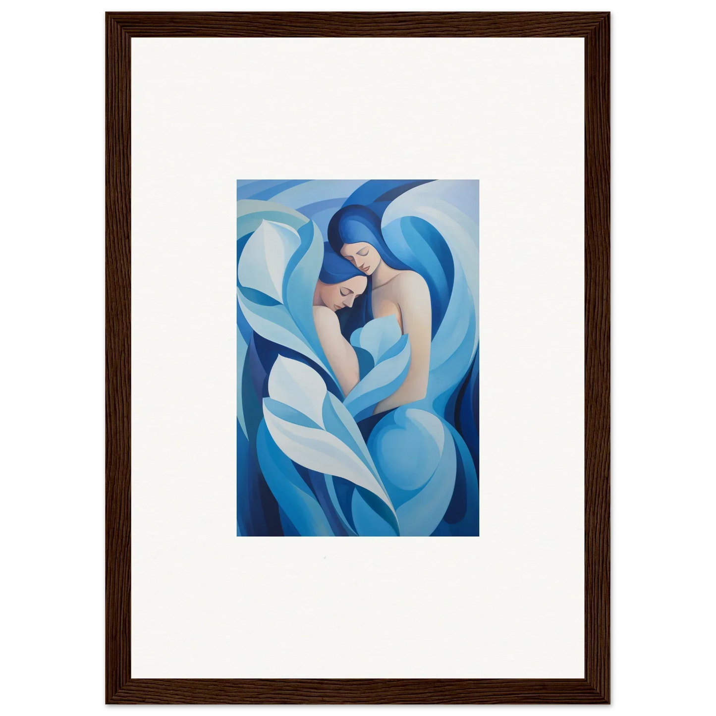 Abstract painting of a figure embracing a child for a serene euphoria embrace canvas print