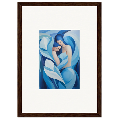 Abstract painting of a figure embracing a child for a serene euphoria embrace canvas print