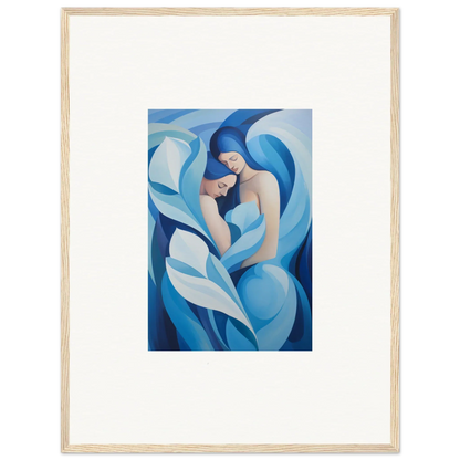 Abstract painting of a figure in blue and white, perfect for euphoria embrace room decoration