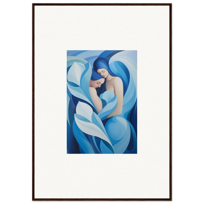 Abstract painting of a figure in blue and white for euphoria embrace room decoration