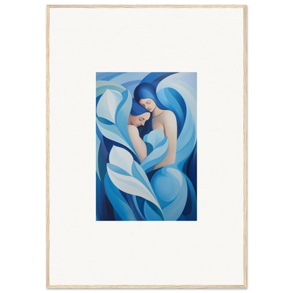 Abstract figure in blue and white shapes for a serene euphoria embrace canvas print