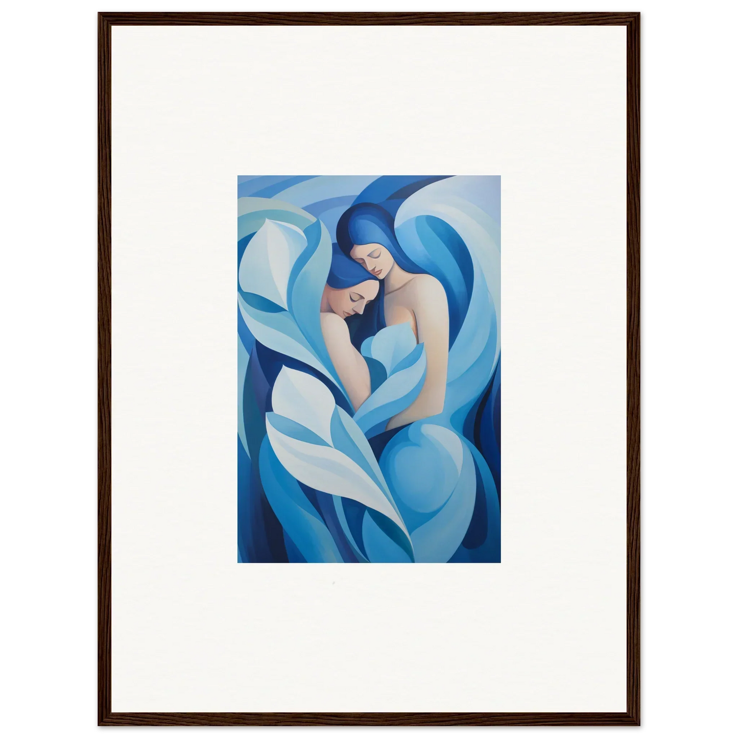 Abstract canvas print of a figure in swirling blue and white for euphoria embrace room decoration