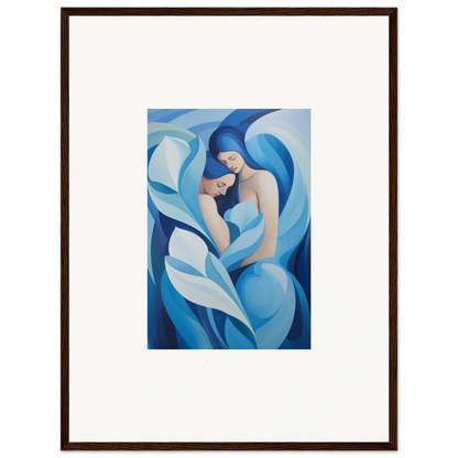 Abstract canvas print of a figure in swirling blue and white for euphoria embrace room decoration