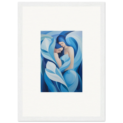 Abstract painting of a figure in blue and white, perfect for room decoration and euphoria embrace