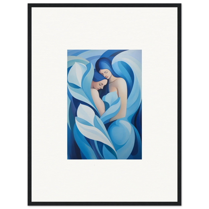 Abstract painting in blue showcasing flowing forms for a serene euphoria embrace canvas print