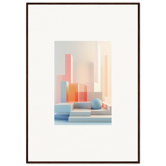 Abstract geometric composition of pastel shapes for Serene Tangible Origami canvas print