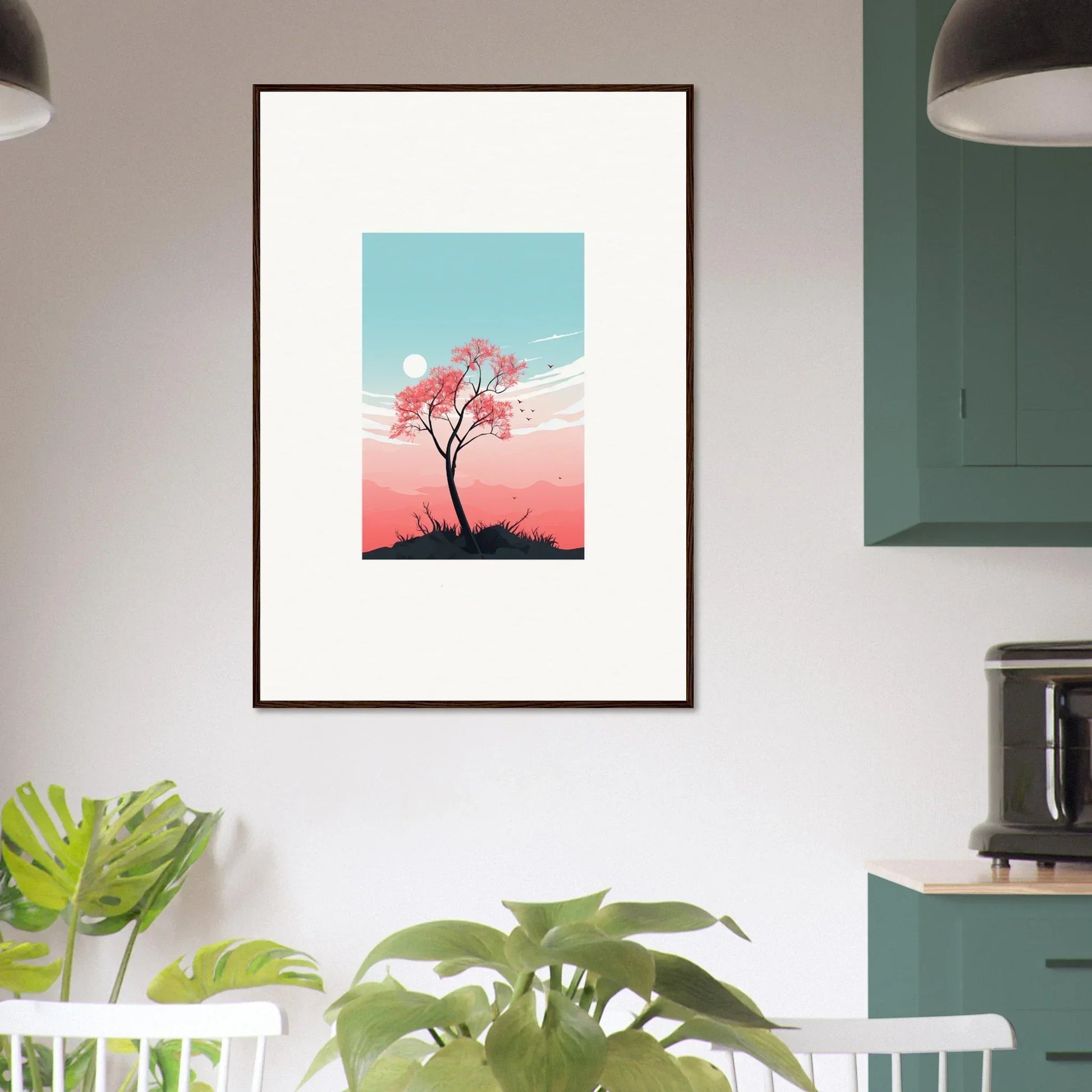 Framed canvas print of a cherry blossom tree for a serene room decoration vibe