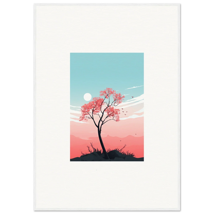 Silhouette of a tree with pink blossoms for a serene canvas print room decoration