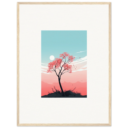 Solitary tree with pink blossoms brings serenity to room decoration canvas print