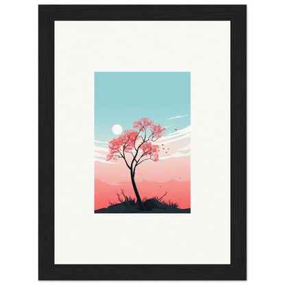 Silhouette of a tree with pink blossoms for a Serenity canvas print, perfect room decoration