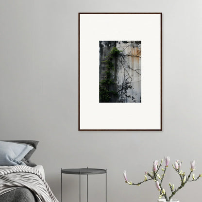 Framed wall art featuring a weathered wall with climbing vines for stylish room decor