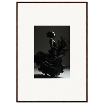 Silhouette of a flamenco dancer in a dramatic pose with a flowing dress.