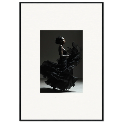 Silhouette of a flamenco dancer in a dramatic pose with a swirling dress.